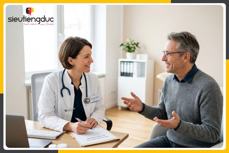 Mẫu câu hội thoại tiếng Đức chủ đề trao đổi kết quả xét nghiệm đơn giản, dễ hiểu 1 Giới thiệu chủ đề trao đổi kết quả xét nghiệm trong tiếng Đức