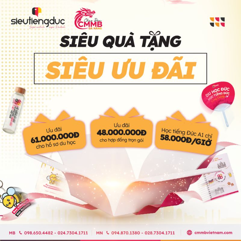 Khai trương chi nhánh Siêu Tiếng Đức x CMMB Đà Nẵng mở ra cơ hội du học nghề Đức 2 Nhiều quà tặng & ưu đãi hấp dẫn