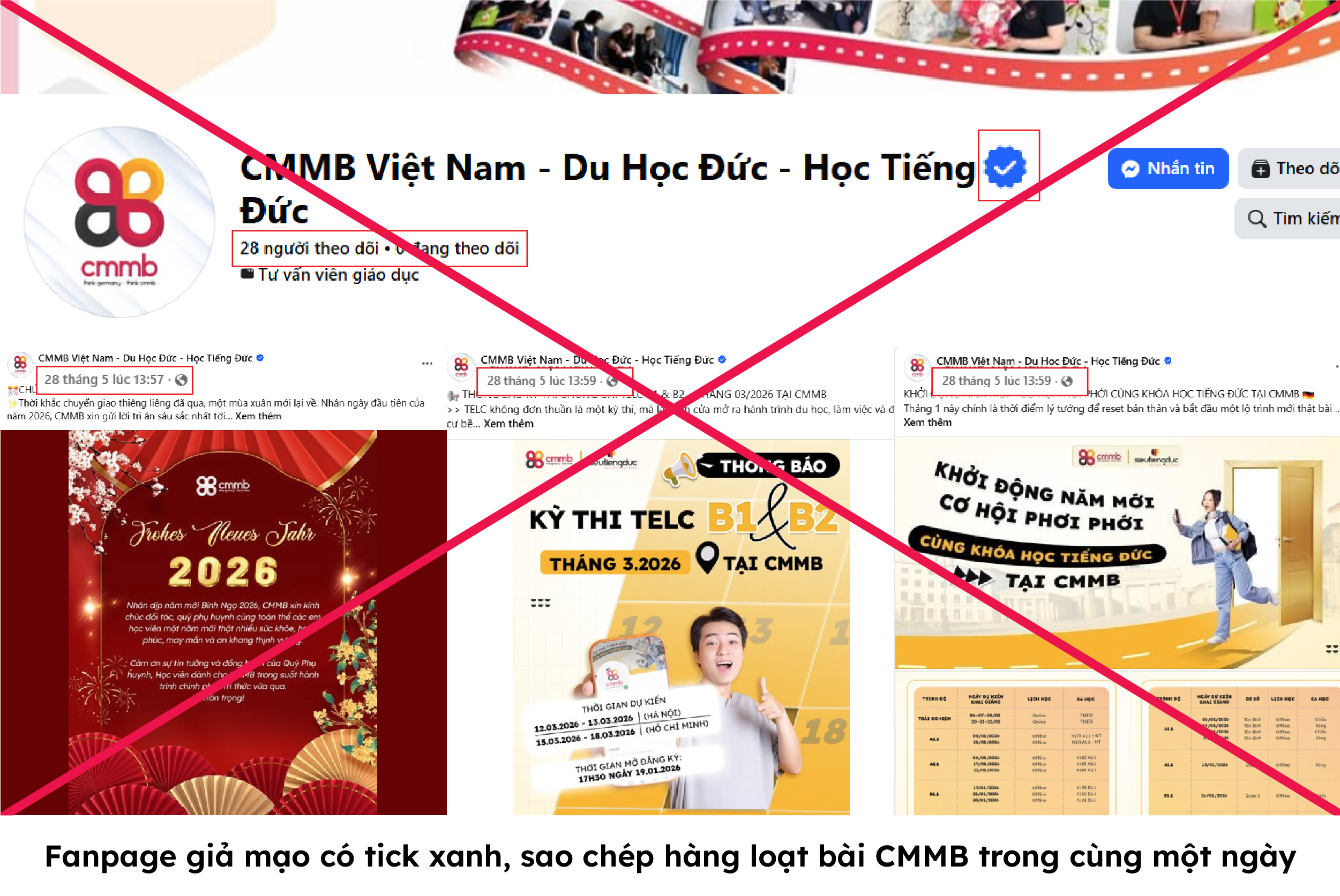 Phụ huynh, học viên cảnh giác trước trang giả mạo CMMB 1 Trang giả mạo CMMB có thể gây nhầm lẫn nếu không kiểm tra kỹ
