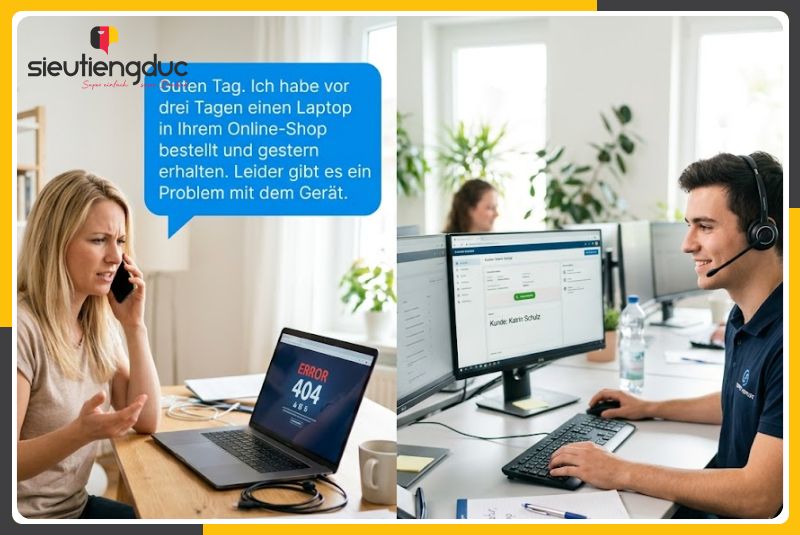 Từ vựng tiếng Đức chủ đề khiếu nại chính thức và văn bản phản hồi 4 Hội thoại thực tế về khiếu nại và phản hồi bằng tiếng Đức