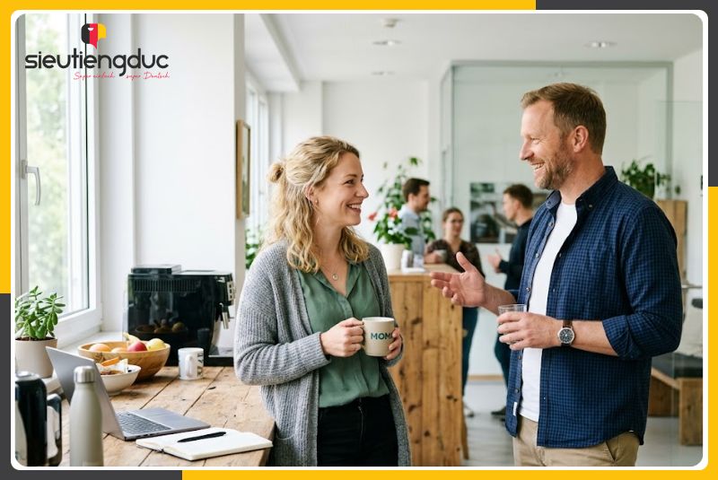 Mẫu câu hội thoại tiếng Đức chủ đề small talk và bắt chuyện nơi công sở 1 Lưu ý khi small talk nơi công sở tại Đức