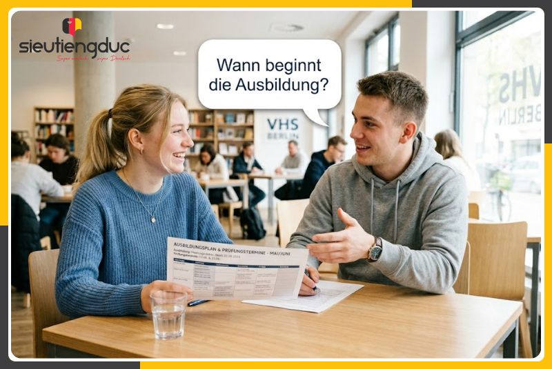 Tổng hợp mẫu câu hội thoại tiếng Đức chủ đề hỏi lịch học nghề và lịch thi 3 Mẫu câu hội thoại tiếng Đức chủ đề hỏi lịch học nghề và lịch thi