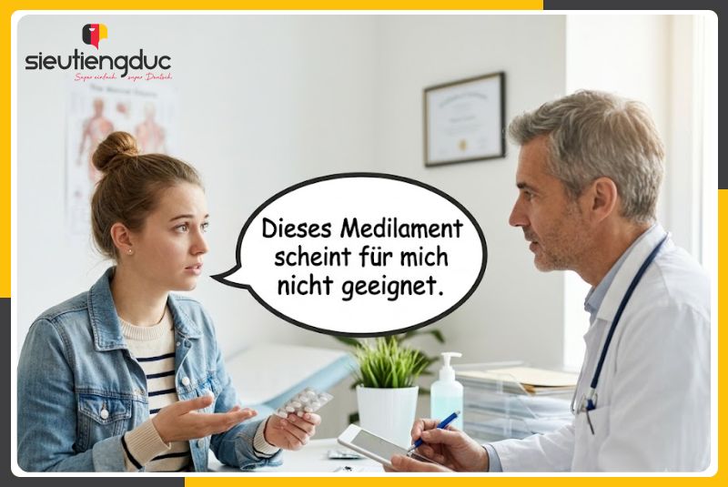 Mẫu câu hội thoại tiếng Đức chủ đề phản ứng thuốc và xin đổi thuốc 3 Mẫu câu hội thoại tiếng Đức chủ đề phản ứng thuốc và xin đổi thuốc