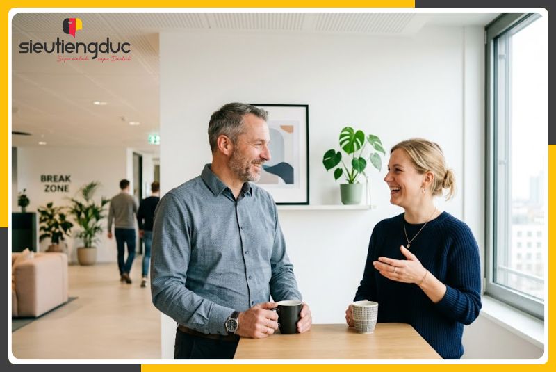Mẫu câu hội thoại tiếng Đức chủ đề small talk và bắt chuyện nơi công sở 3 Mẫu câu hội thoại tiếng Đức chủ đề small talk và bắt chuyện nơi công sở