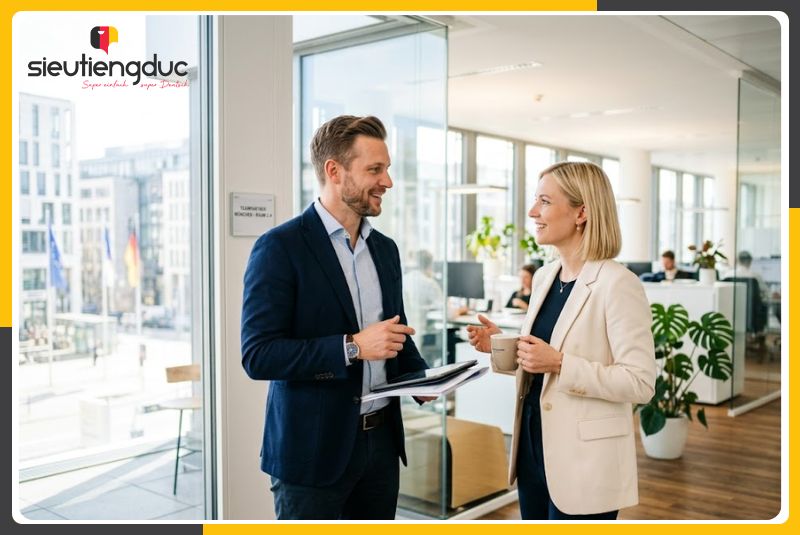 Tổng hợp từ vựng tiếng Đức chủ đề small talk nơi công sở dễ nhớ 1 Small talk nơi công sở là gì?