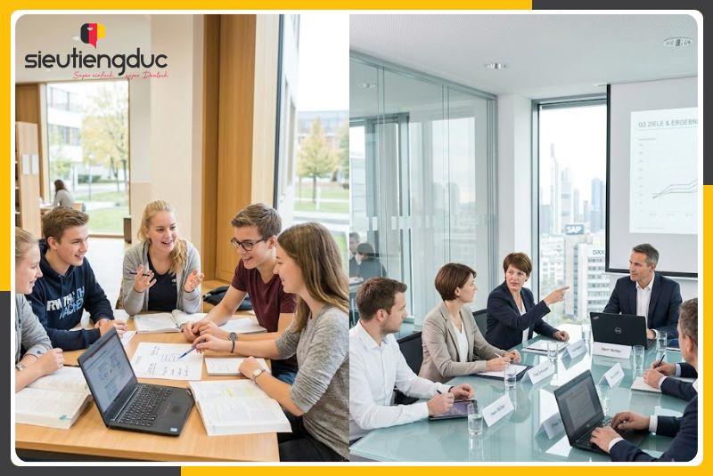 Mẫu câu hội thoại tiếng Đức chủ đề họp nhóm và thống nhất đầu việc 1 Tổng quan mẫu câu hội thoại tiếng Đức chủ đề họp nhóm và thống nhất đầu việc