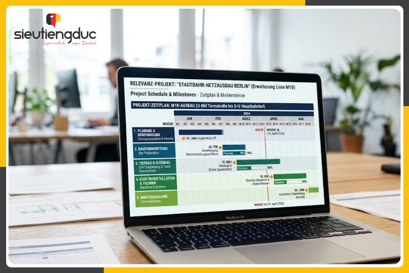 Từ vựng tiếng Đức chủ đề lập kế hoạch dự án và mốc tiến độ thông dụng 25 Từ vựng tiếng Đức chủ đề lập kế hoạch dự án và mốc tiến độ